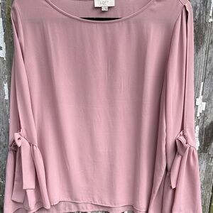 LOFT Mauve Blouse with Tie Sleeves